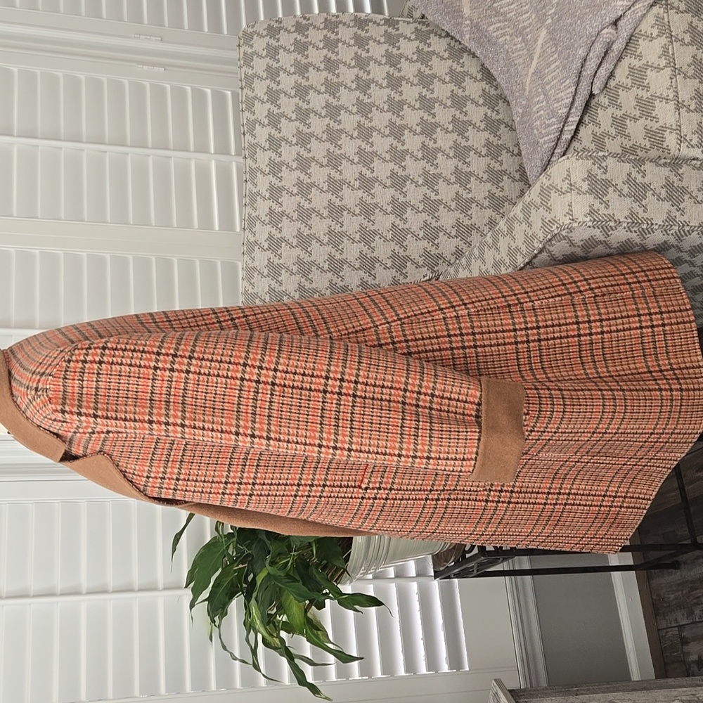 Talbots Campfire Plaid Wool Blend Trench Coat Size 12 NWOT - Picture 7 of 15